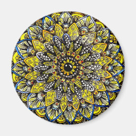 Íman Yellow Green Hand Drawn Mandala Design