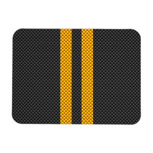 Íman Yellow Racing Stripes Carbon Fiber Style