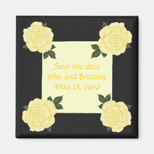 Íman Yellow roses, Save the date wedding magnets