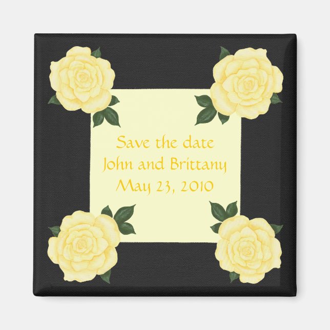 Íman Yellow roses, Save the date wedding magnets (Frente)