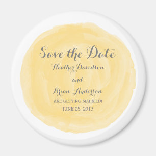Íman Yellow Round Watercolor Save the Date Magnet