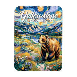 Íman Yellowstone Colorful Landscape Vintage Animal Bear