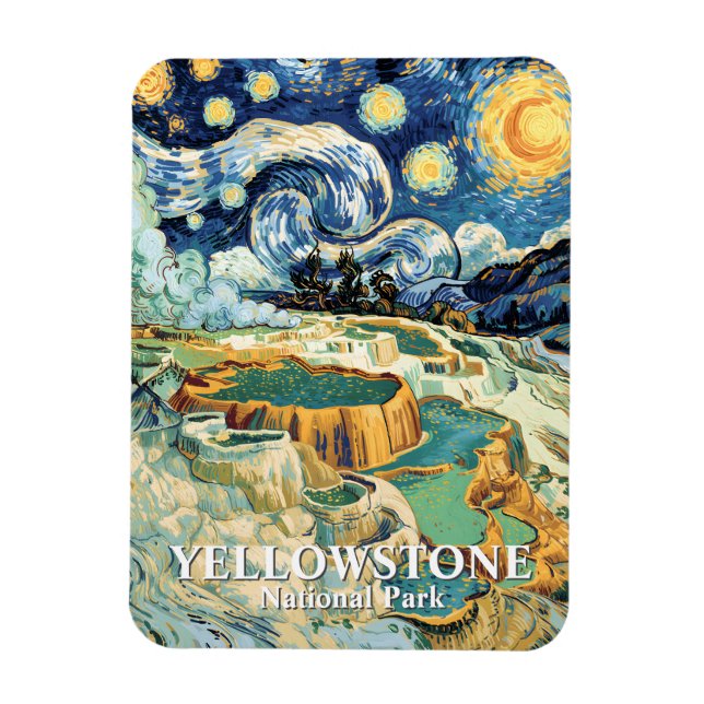 Íman Yellowstone Inverno Mammoth Hot Springs Van Gogh (Vertical)