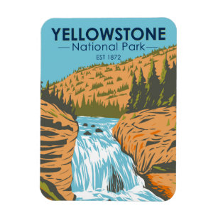 Íman Yellowstone National Park Firehole Falls Vintage