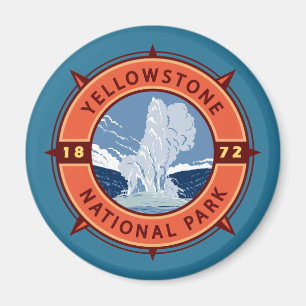 Íman Yellowstone National Park Retro Compass Emblem
