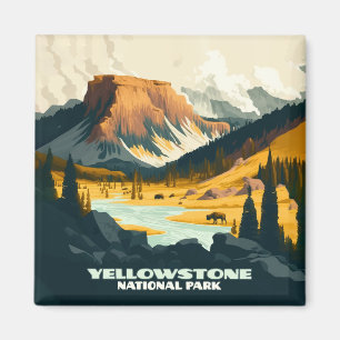 Íman Yellowstone National Park Wyoming Mounties Retro