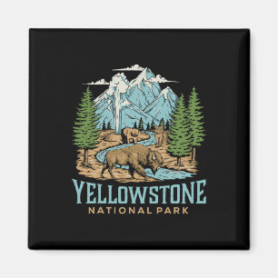 Íman Yellowstone USA National Park Wolf Bison Bear Vint