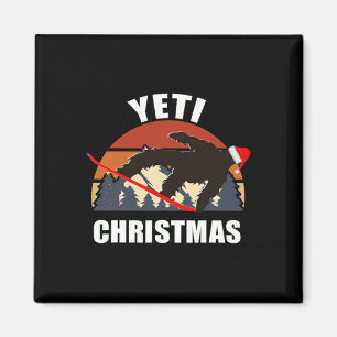 Íman Yeti Natal - Snowboard Bigfoot Vestindo Vermelho