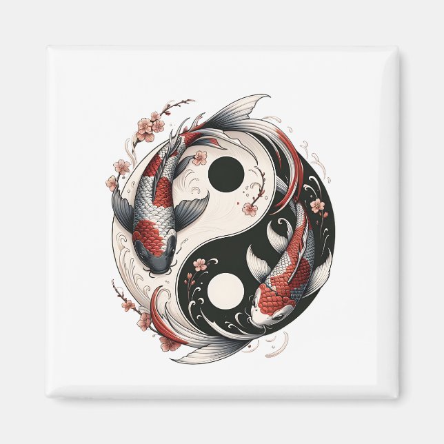 Íman Yin E Yang Japonês Koi Fish (Frente)