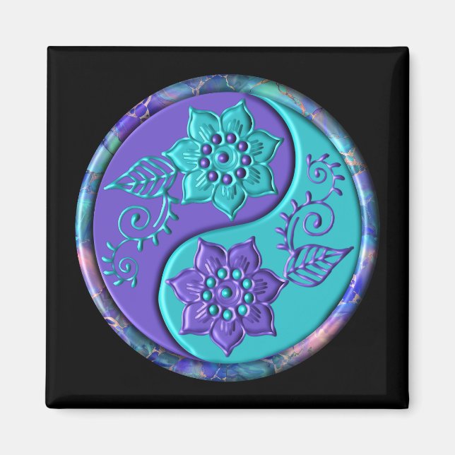 Íman Yin Yang Azul e Roxo (Frente)