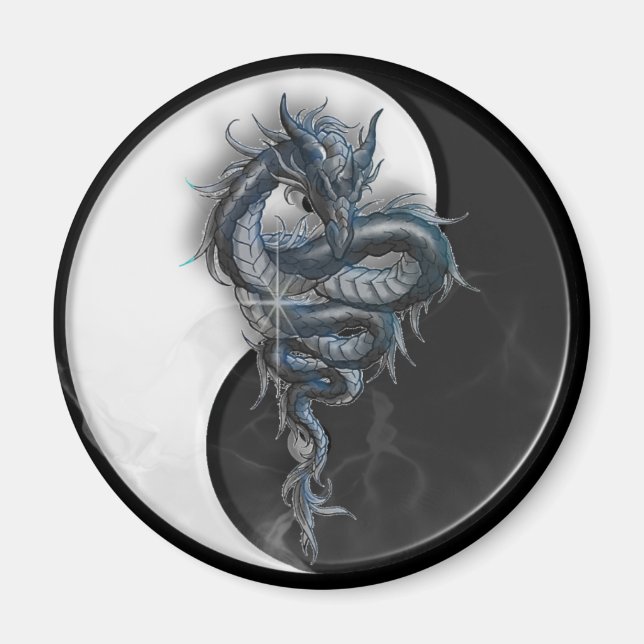 Íman Yin Yang Chinês Dragon Round Magnet (Frente)