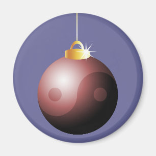 Íman Yin Yang Christmas Ball em vermelho