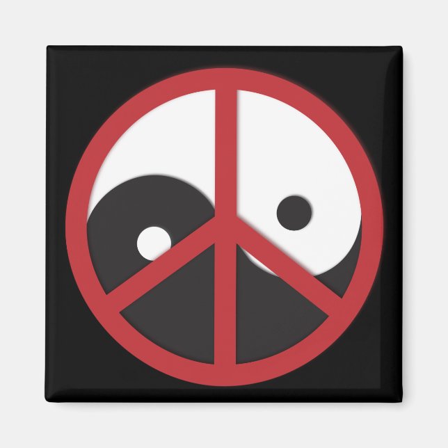 Íman Yin-Yang com sinal de paz - vermelho (Frente)