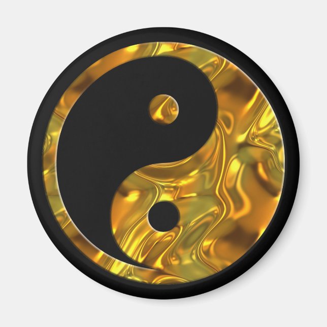 Íman Yin & Yang DOURADO | preto (Frente)
