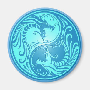 Íman Yin Yang Dragon, azul-claro