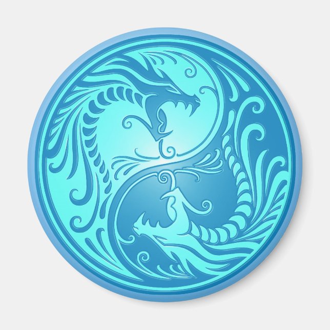 Íman Yin Yang Dragon, azul-claro (Frente)