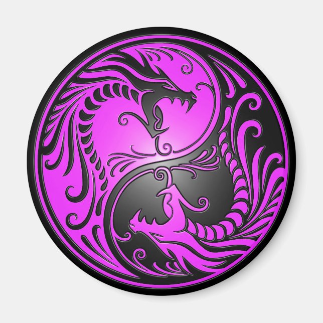 Íman Yin Yang Dragon, roxo e preto (Frente)