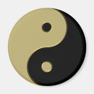 Íman yin yang preto e dourado