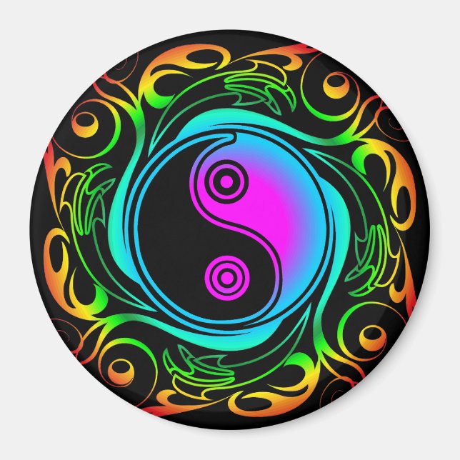 Íman Yin Yang Psychedelic Rainbow Tattoo (Frente)