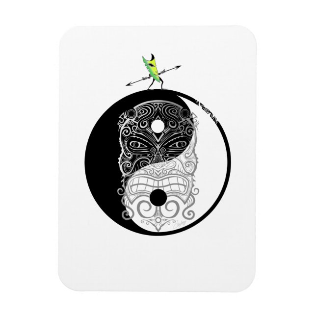 Íman Yin Yang Tiki Warrior Mask (Vertical)