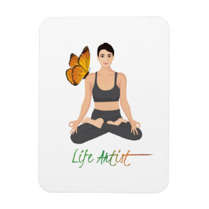 Íman Yoga Life Artist Slogan Girl Lotus Butterfly Cute
