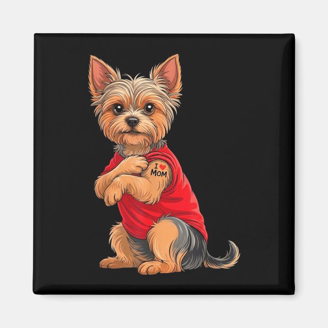 Íman Yorkie com tatuagem de yorkshire terrier amor (Frente)