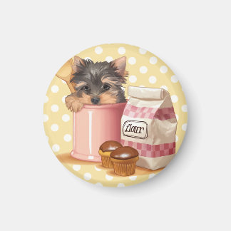 Íman Yorkie e cupcakes de chocolate