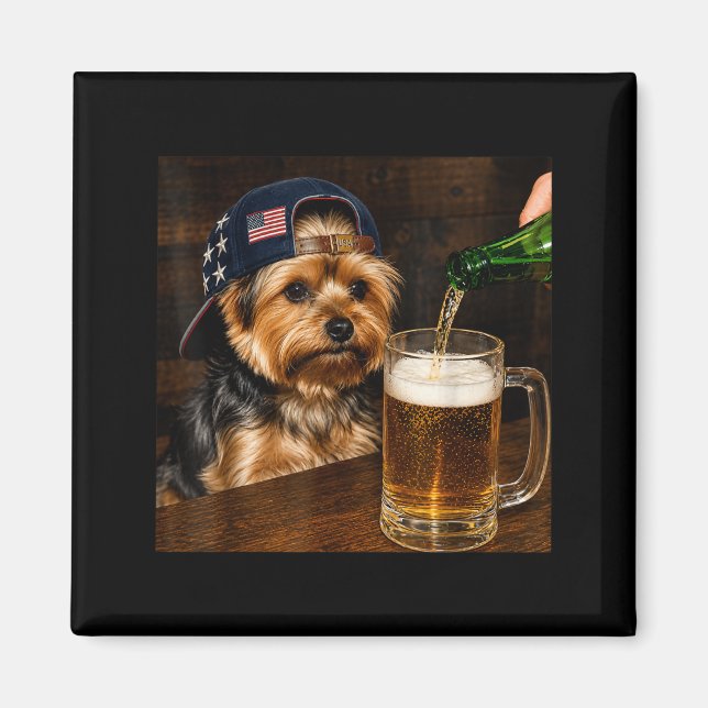 Íman Yorkie Engraçado Bebendo Cerveja Meme de Cachorro  (Frente)