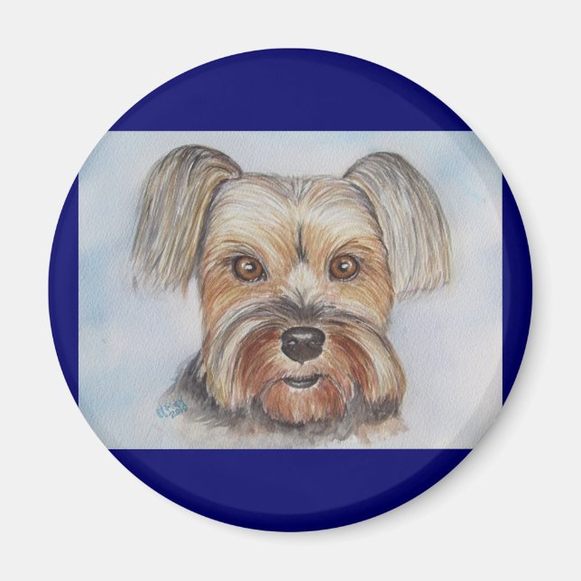 Íman yorkie magnet de pintura personalizada (Frente)