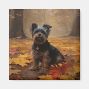 Íman Yorkipoo nas Folhas de Outono Caem Inspiração