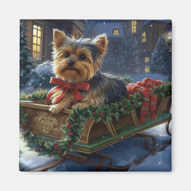 Íman Yorkshire Terrier Christmas Fesason (Frente)