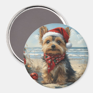 Íman Yorkshire Terrier Dog Christmas Vintage Beach