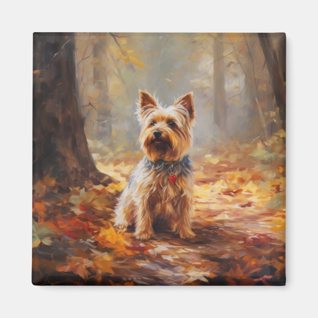 Íman Yorkshire Terrier em Autumn Leaves Cai Inspire (Frente)