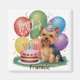 Íman Yorkshire Terrier feliz aniversário