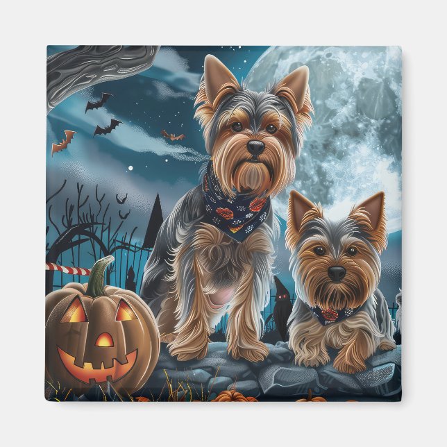 Íman Yorkshire Terrier Halloween Spooky (Frente)