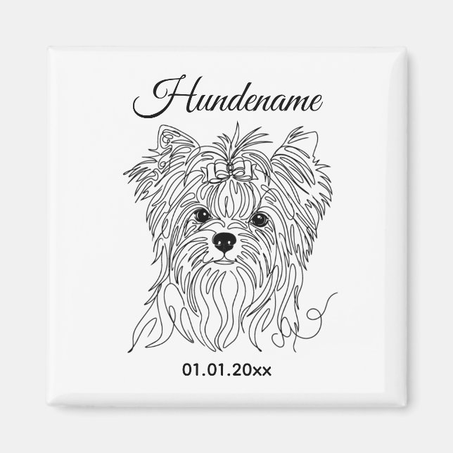 Íman Yorkshire Terrier one line art customizable dog (Frente)