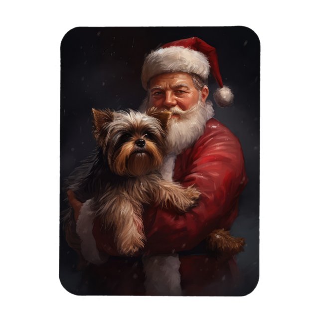Íman Yorkshire Terrier Papai Noel Natal Festivo (Vertical)