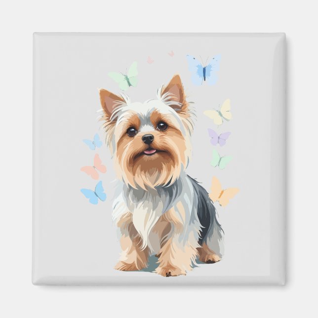 Íman Yorkshire Terrier Vetor pintando uma alegria adorá (Frente)
