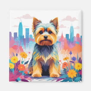 Íman Yorkshire Terrier Vintage Animal Nature Art