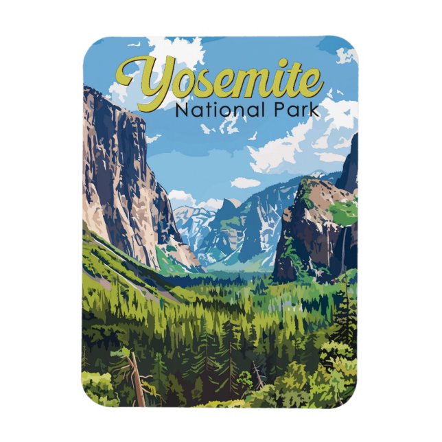 Íman Yosemite National Park Illustration Viagem Art (Vertical)
