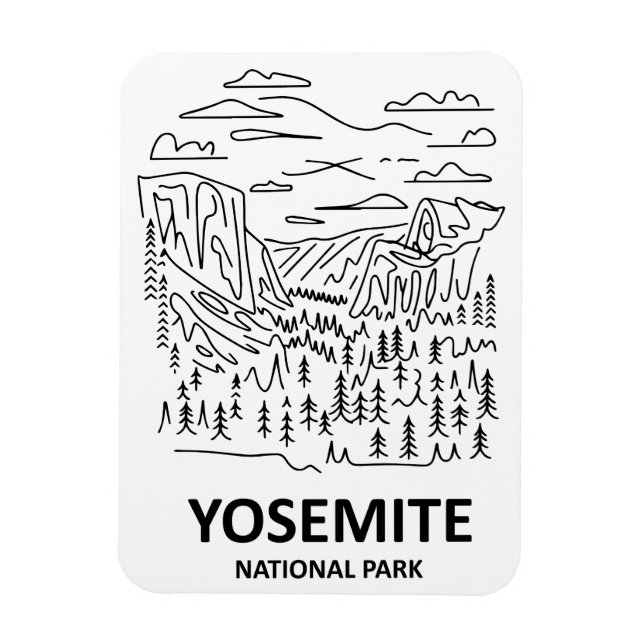 Íman Yosemite National Park Line Art (Vertical)