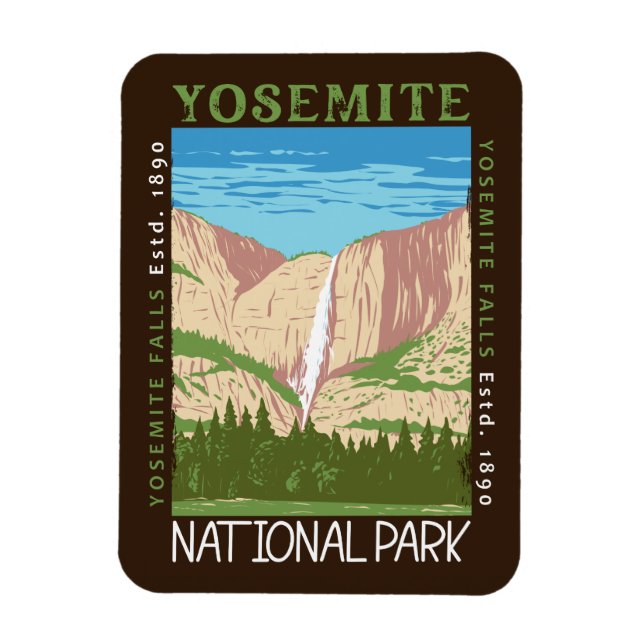 Íman Yosemite National Park Waterfall Retro (Vertical)