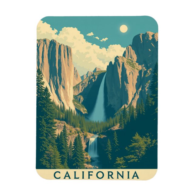 Íman Yosemite Waterfall Vintage Retro (Vertical)
