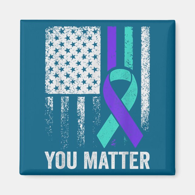Íman You American Flag Teal Purple Men Mental Health  (Frente)
