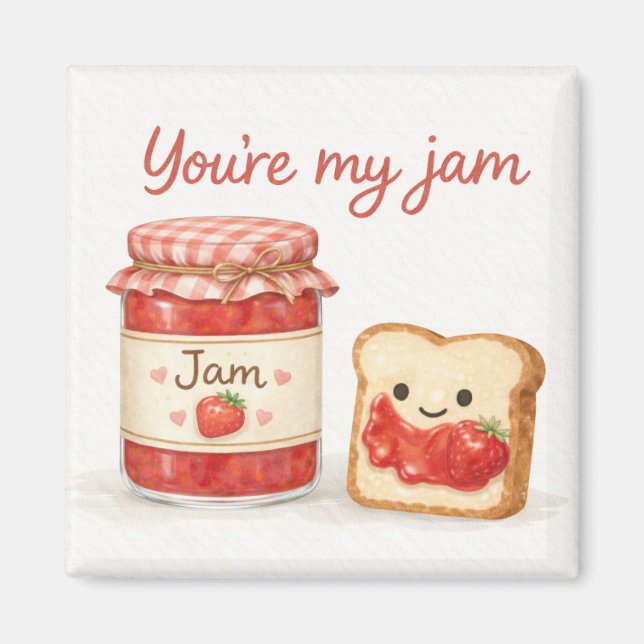Íman You’re My Jam Cute Jam and Toast Love Magnet (Frente)