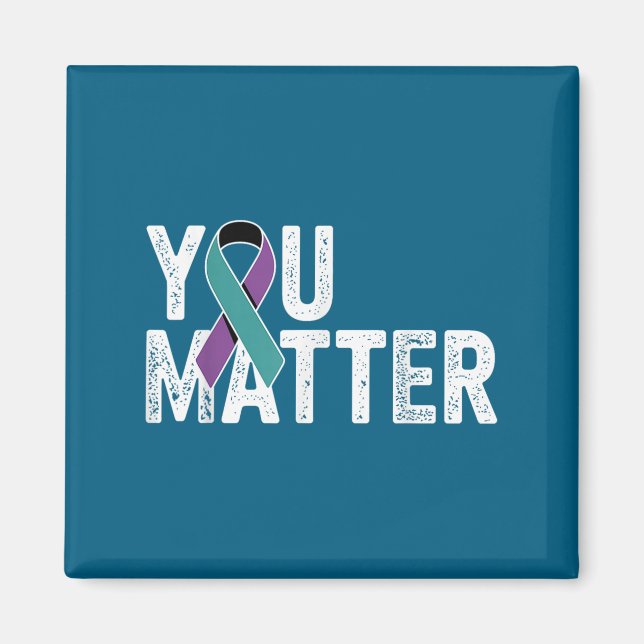 Íman You Suicide Prevention Teal Purple Awareness Ribbo (Frente)