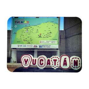 Íman Yucatan Sinal e Mapa, México Fotografia Magnet