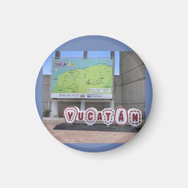 Íman Yucatan Sinal e Mapa, México Magnet (Frente)