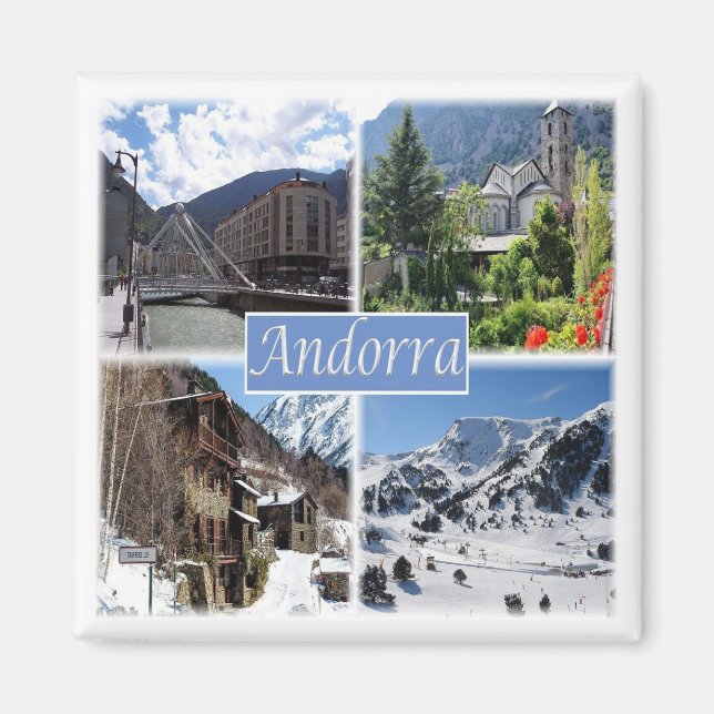 Íman zAD003 ANDORRA, La Vella, mosaico, geladeira (Frente)