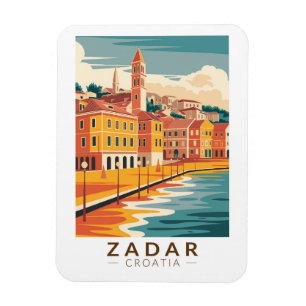 Íman Zadar Croácia Illustração Viagem Art Vintage